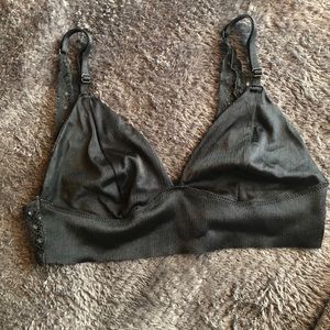 Silky Black Bralette with Lace Sz Medium